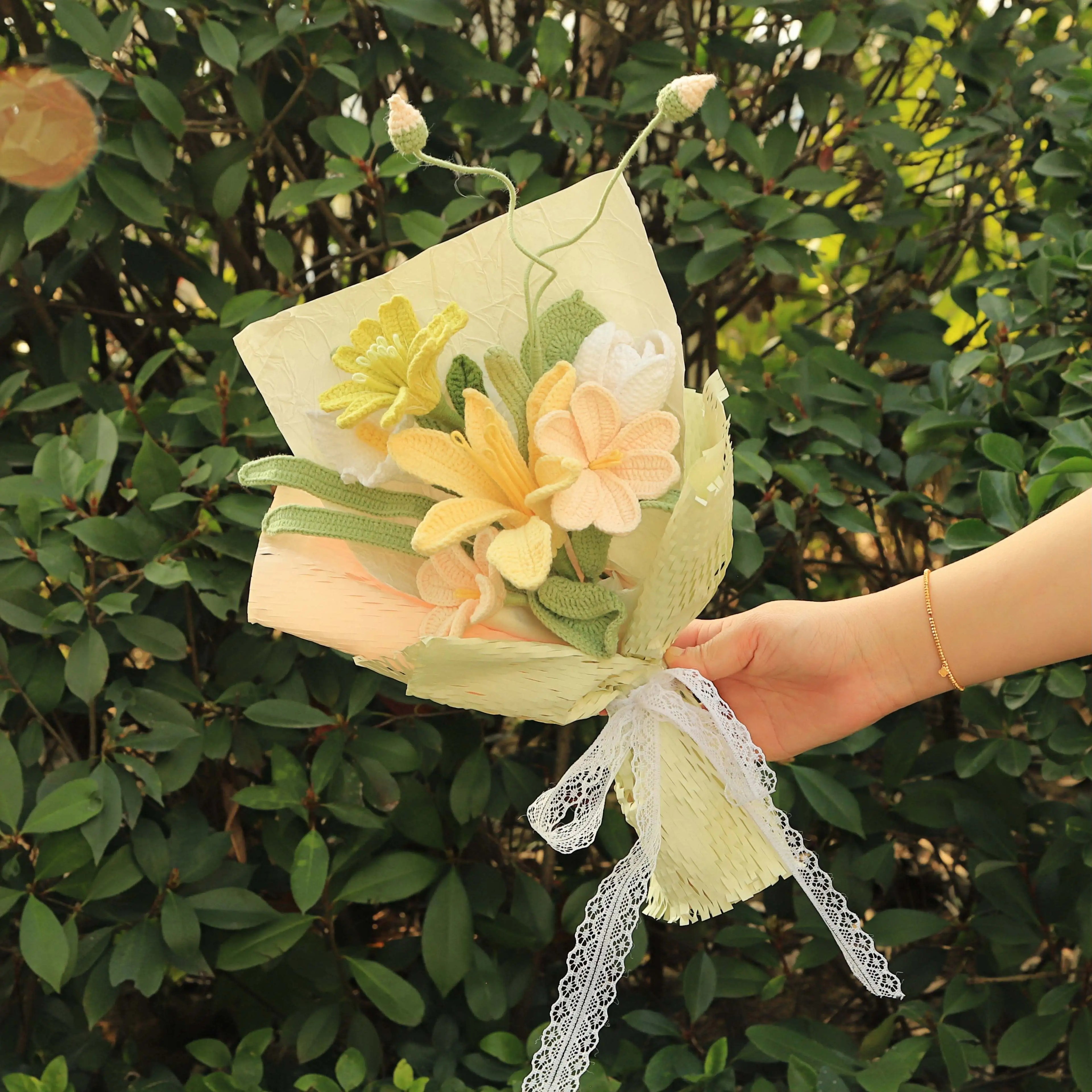 Handmade Tung Blossom Yarn Bouquet