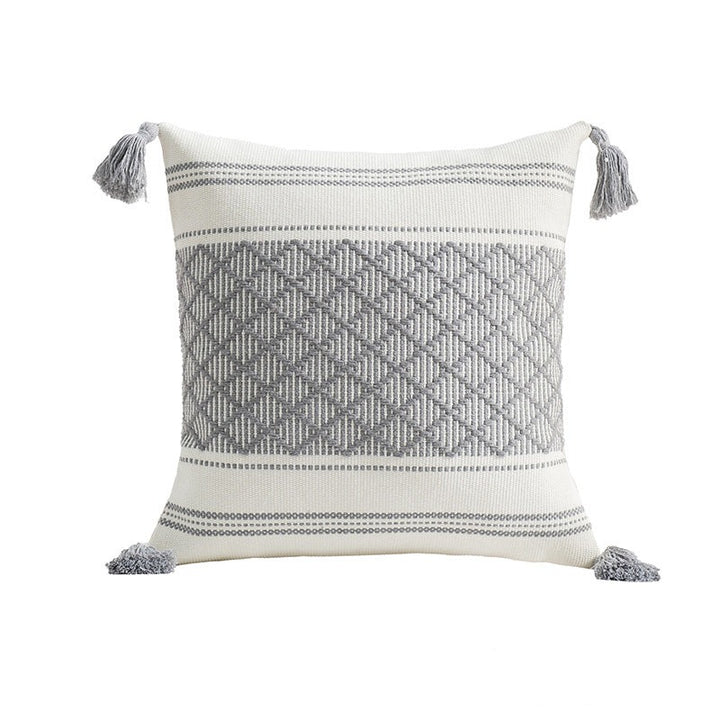 Woven Plaid Fringe Minimalist Pillow(Pillow inserts included)