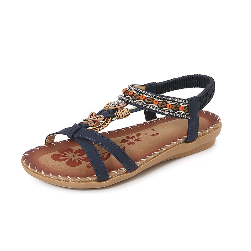 Bohemian Rhinestone Flat Toe Sandals