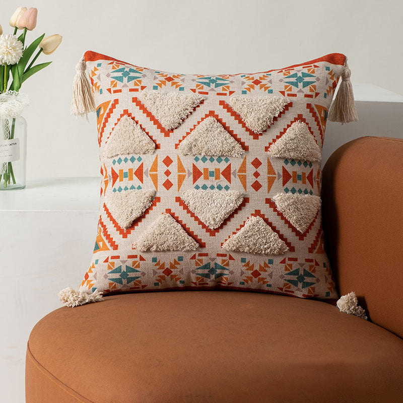 Bohemian Style Home Fringed Cushion(Pillow inserts included)