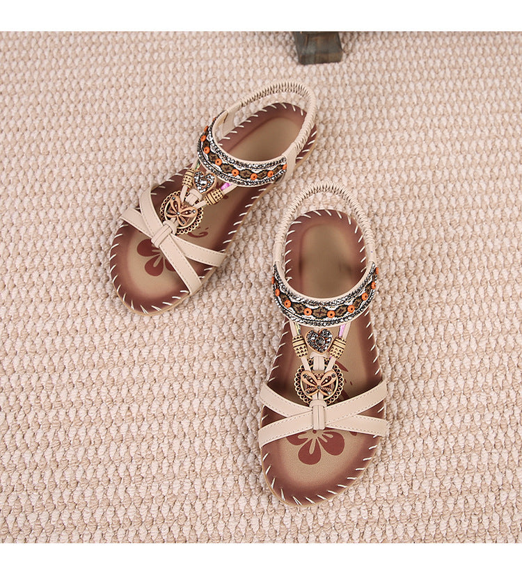 Bohemian Rhinestone Flat Toe Sandals