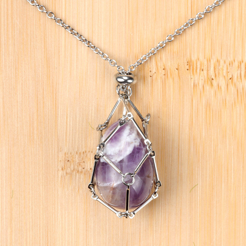 Natural Crystal Agate Easter Egg Pendant