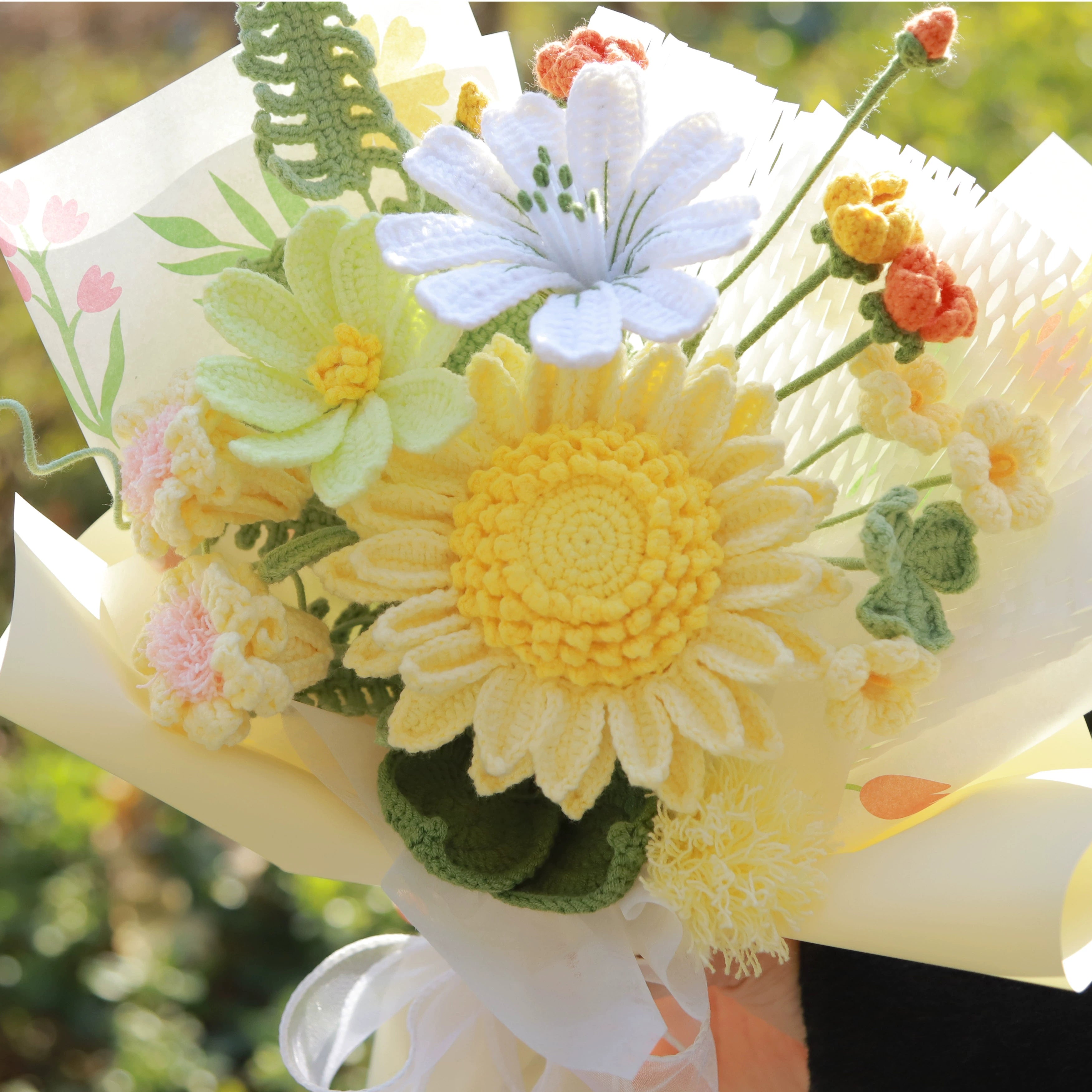 Premium Handmade Sunflower Yarn Bouquet