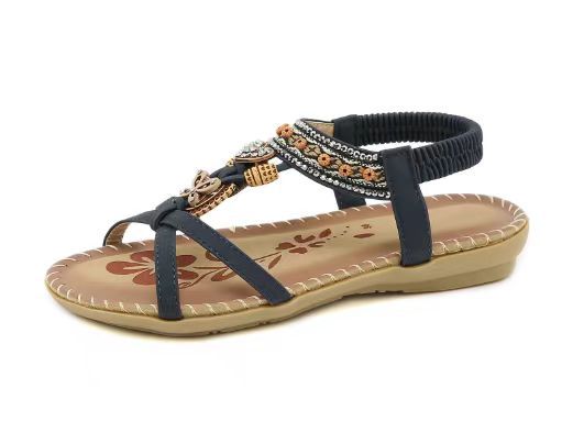 Bohemian Rhinestone Flat Toe Sandals
