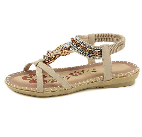 Bohemian Rhinestone Flat Toe Sandals