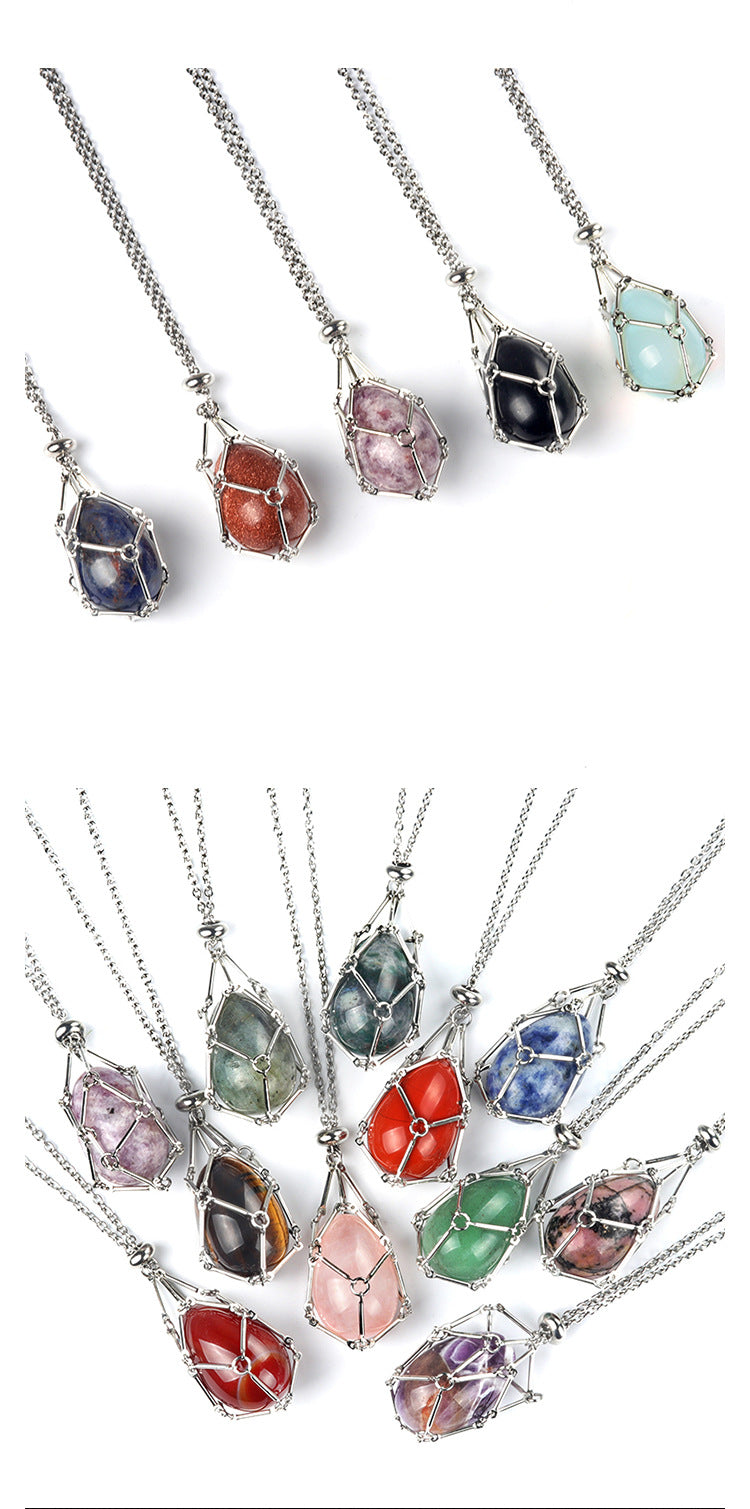 Natural Crystal Agate Easter Egg Pendant