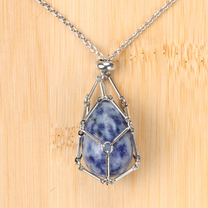 Natural Crystal Agate Easter Egg Pendant