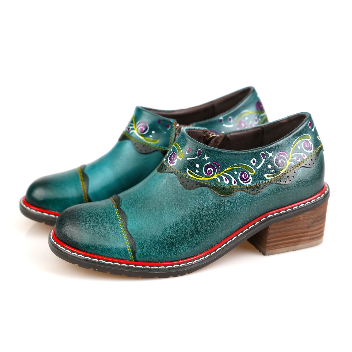 Sapatos planos de moda de couro feitos à mão vintage