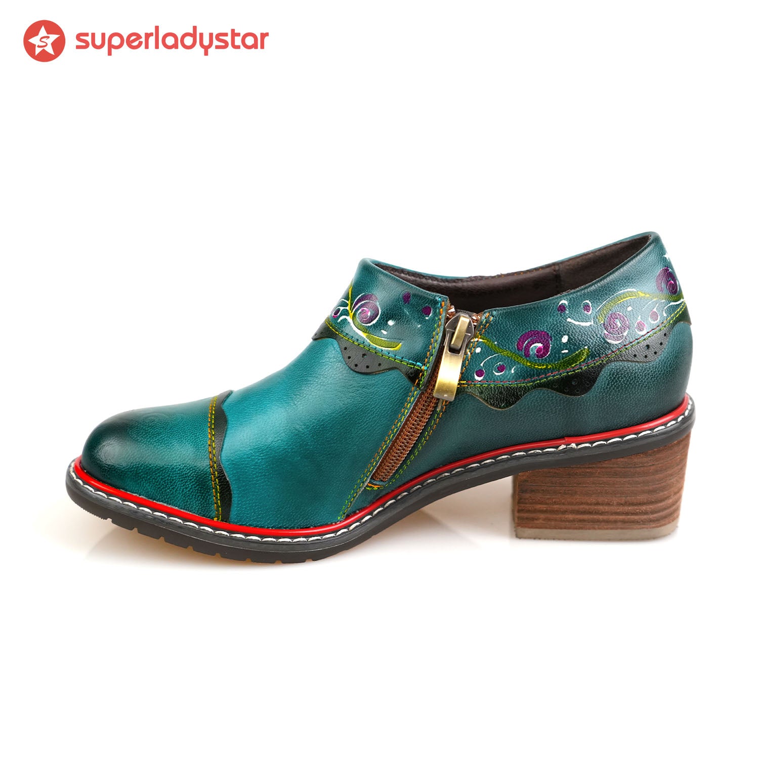 Sapatos planos de moda de couro feitos à mão vintage