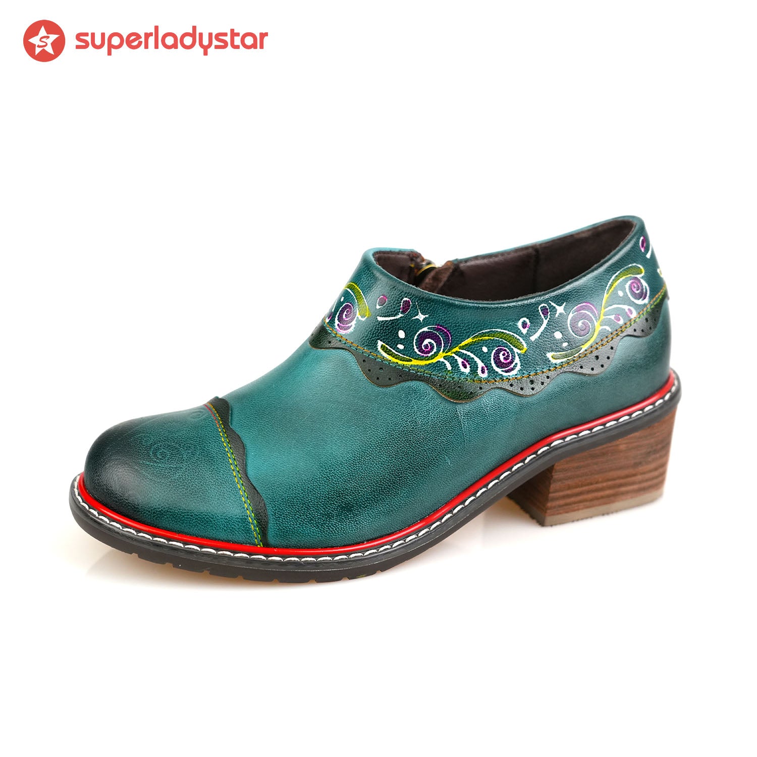 Sapatos planos de moda de couro feitos à mão vintage