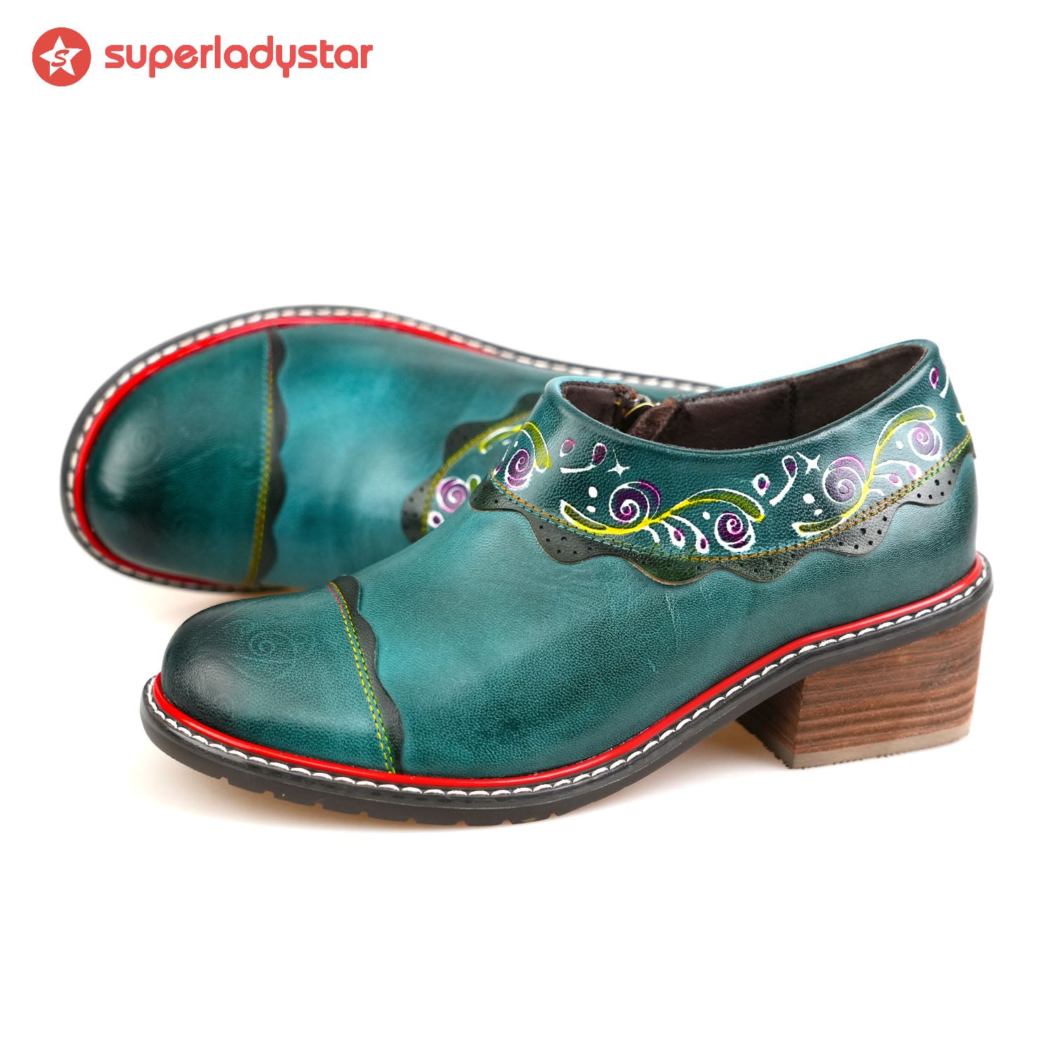Sapatos planos de moda de couro feitos à mão vintage