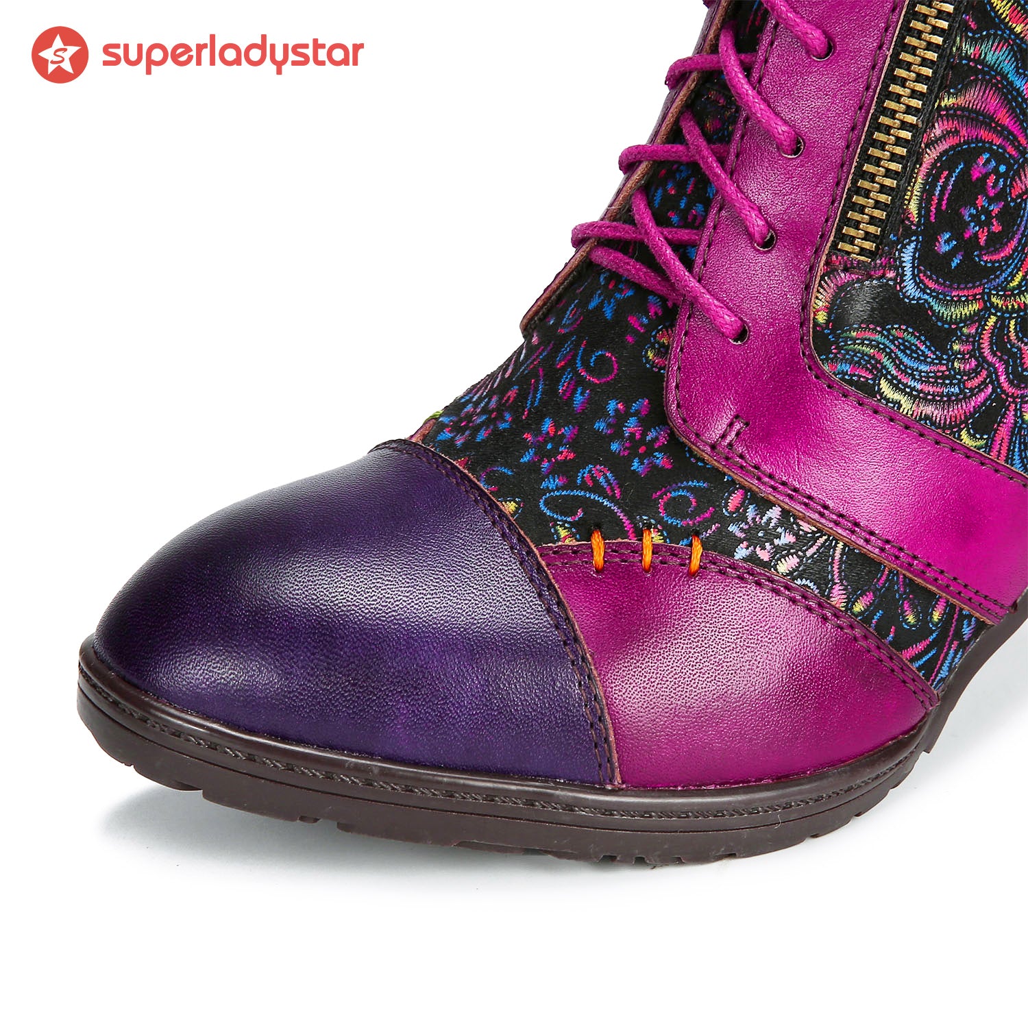 Botas de retalhos de couro feitas à mão retro