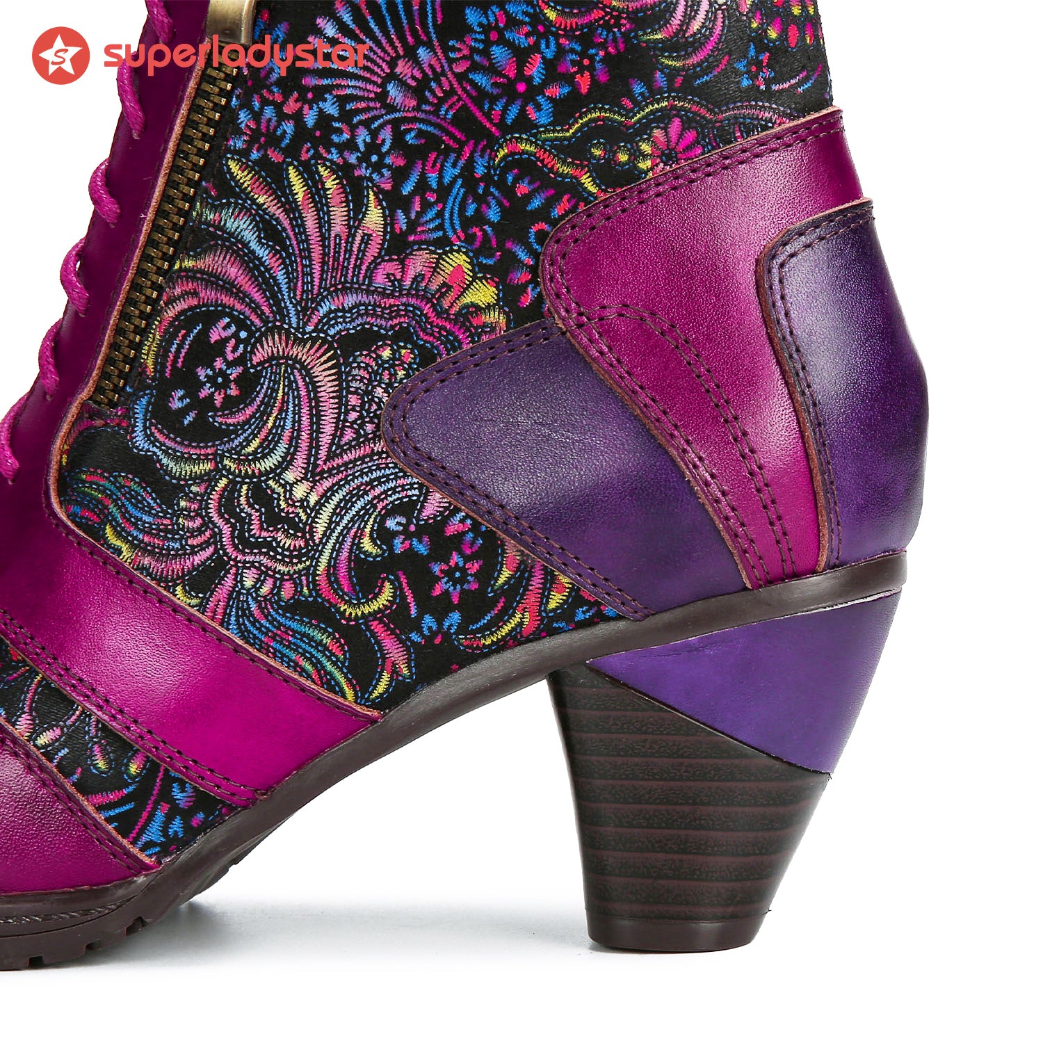 Botas de retalhos de couro feitas à mão retro