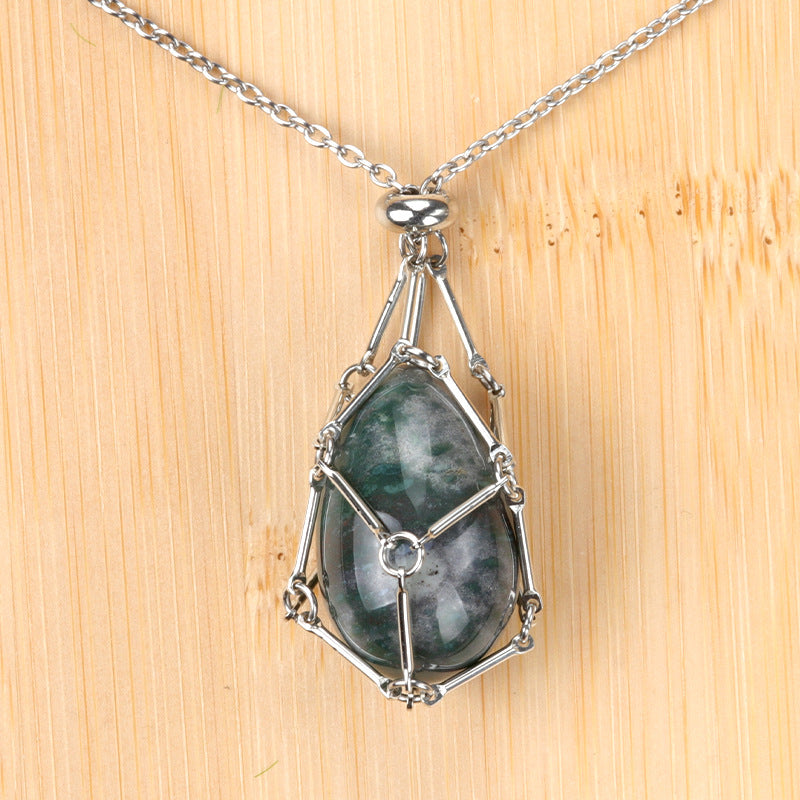 Natural Crystal Agate Easter Egg Pendant