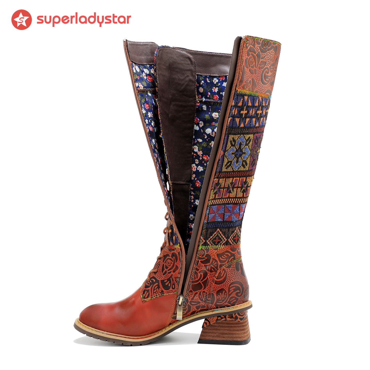 Botas de padring de couro boêmio vintage