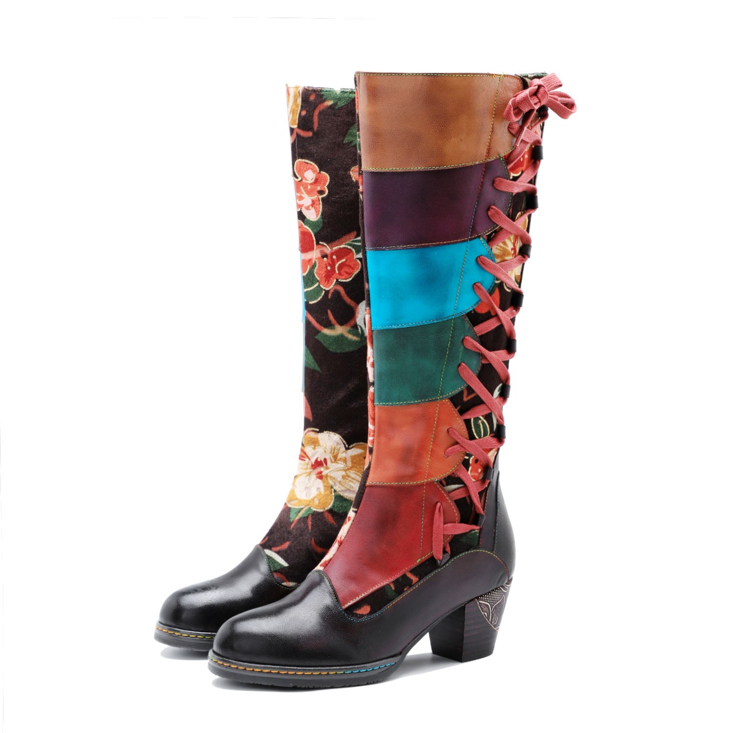 Botas ajustáveis em couro