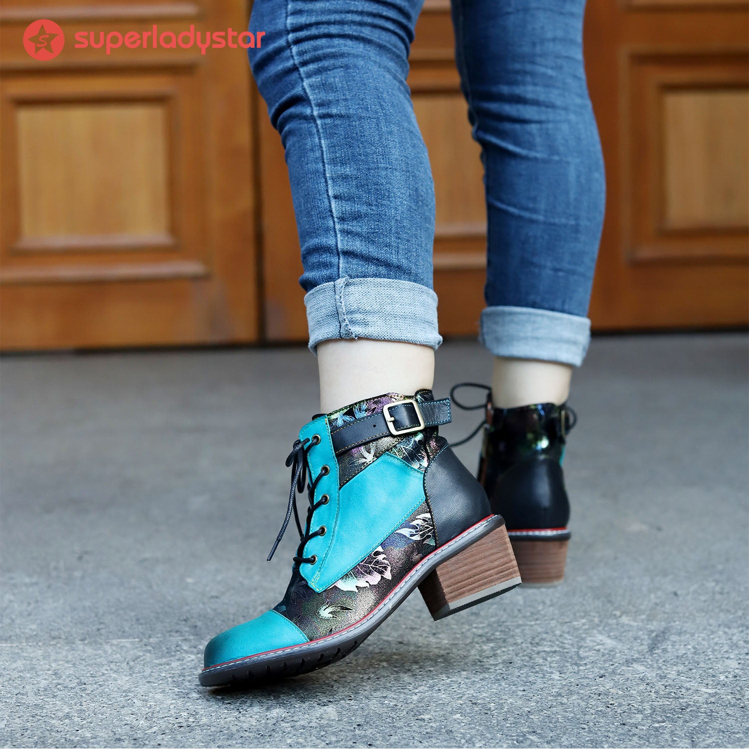 Botas de tornozelo confortáveis em couro feitos à mão