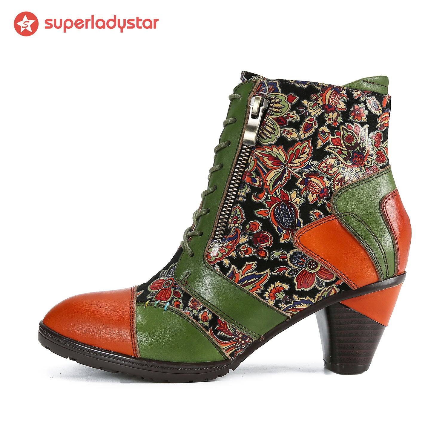 Botas de retalhos de couro feitas à mão retro