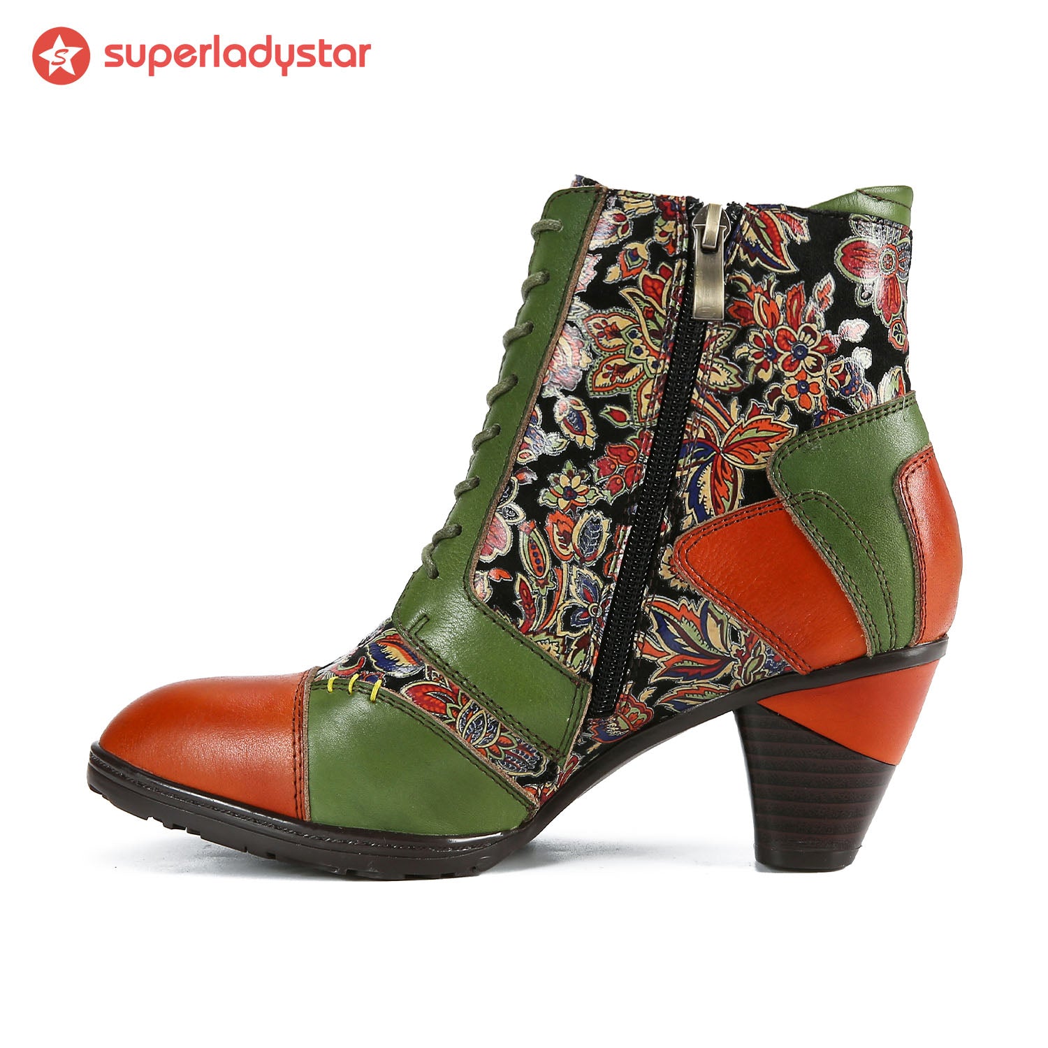 Botas de retalhos de couro feitas à mão retro
