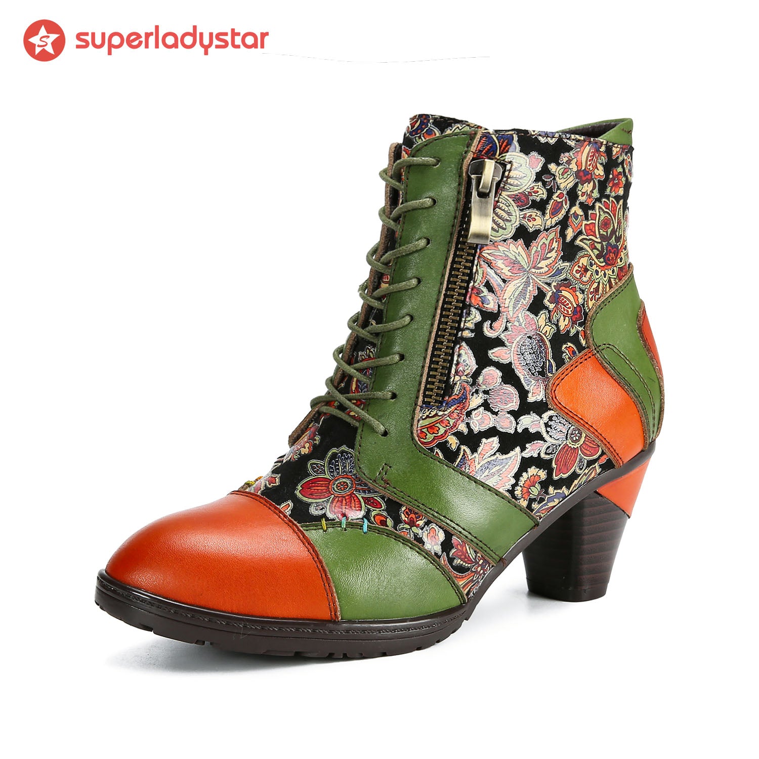 Botas de retalhos de couro feitas à mão retro