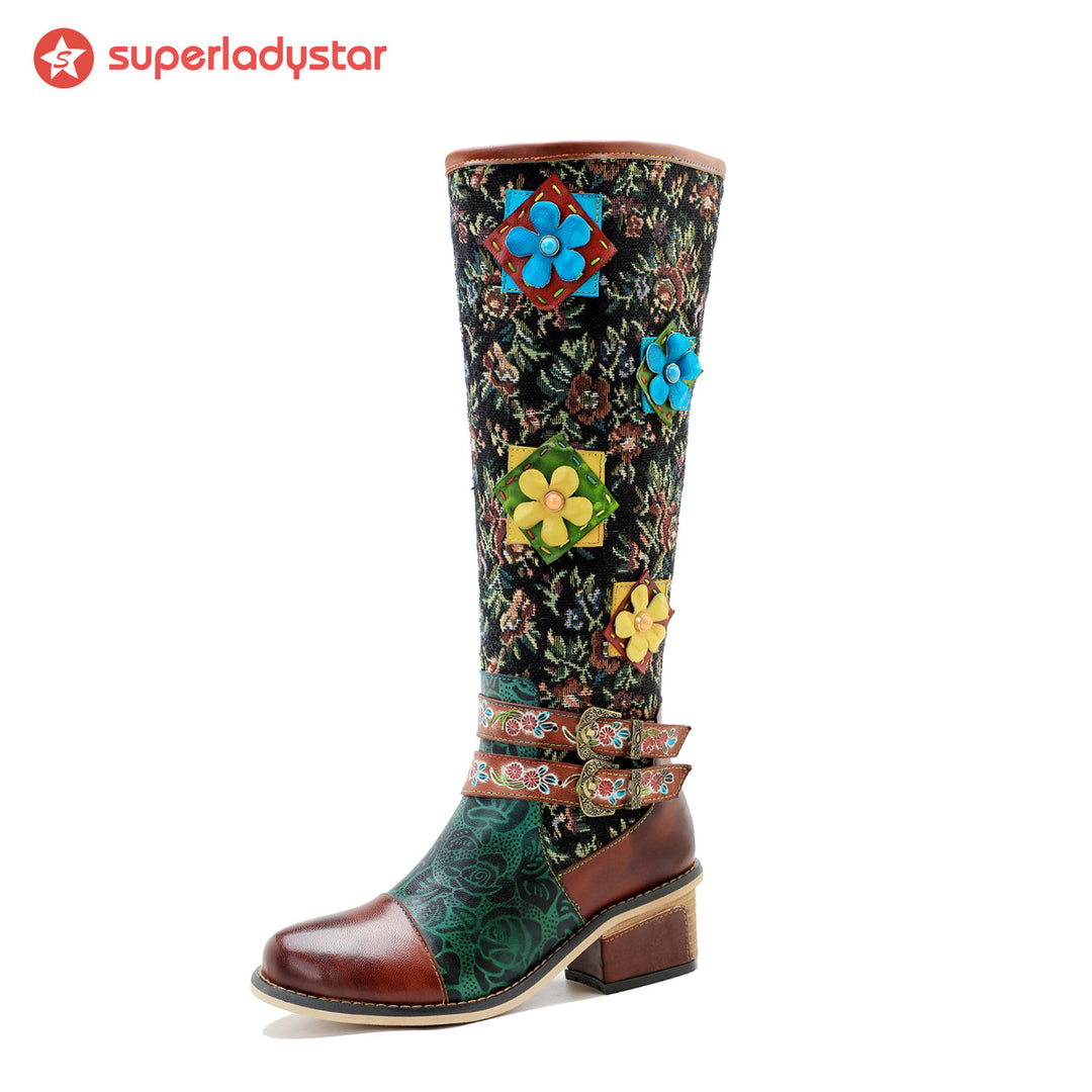 Vintage Handmade Stunning Floral Boots