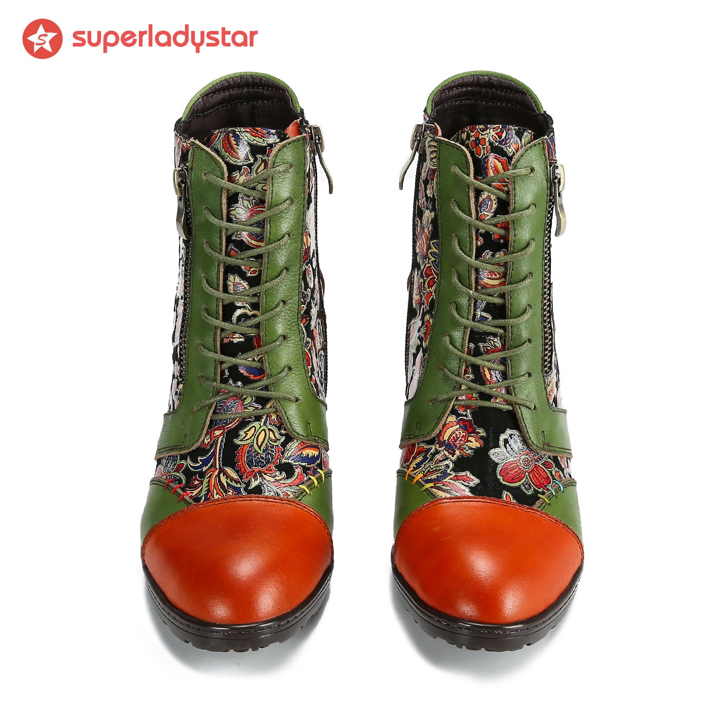 Botas de retalhos de couro feitas à mão retro