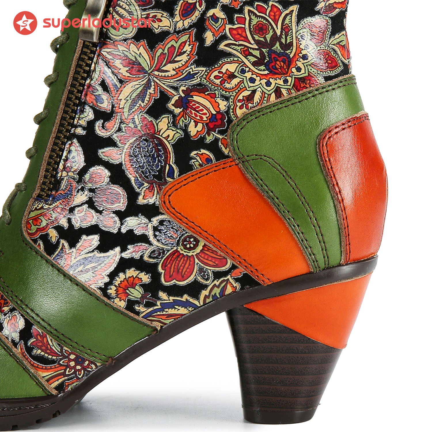 Botas de retalhos de couro feitas à mão retro
