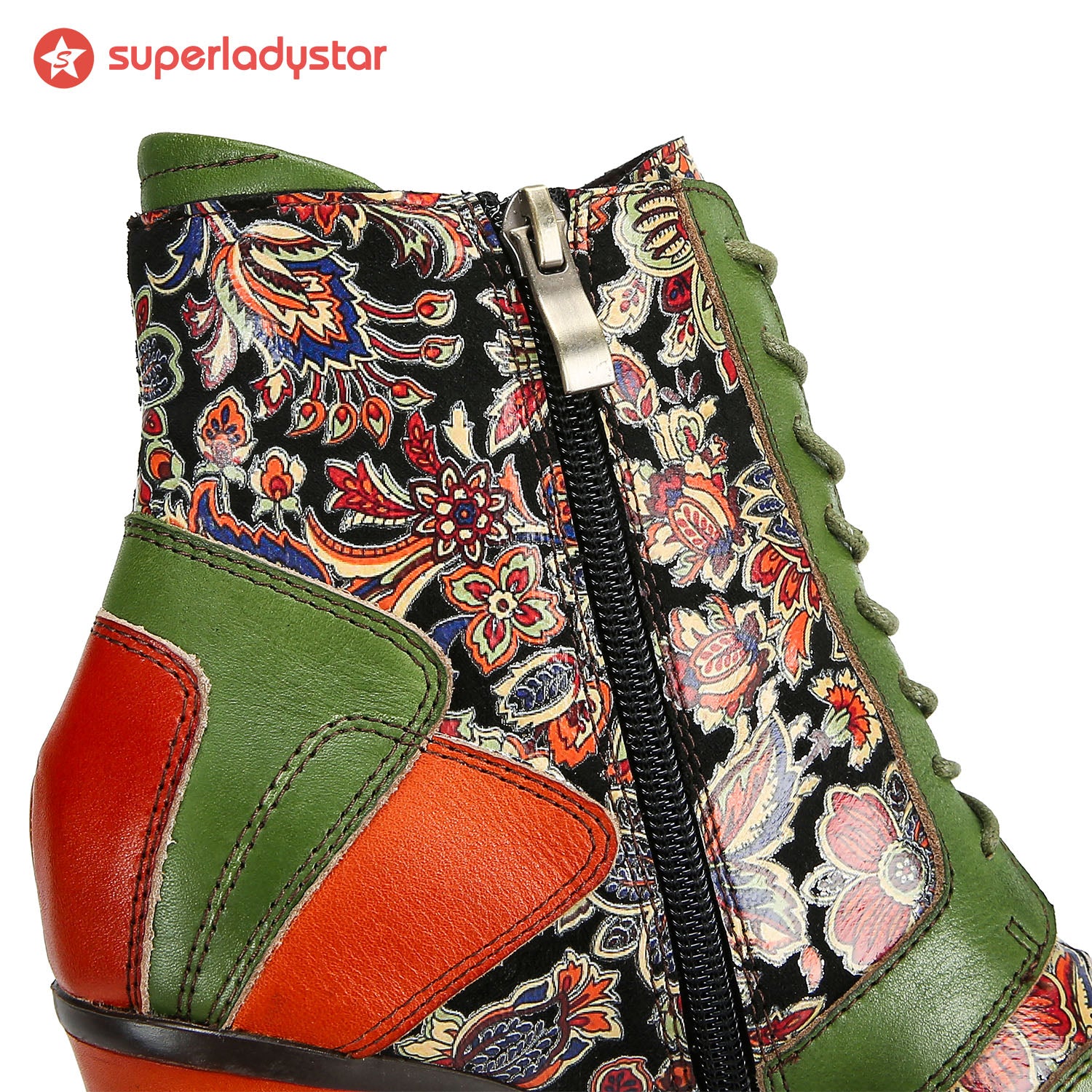 Botas de retalhos de couro feitas à mão retro