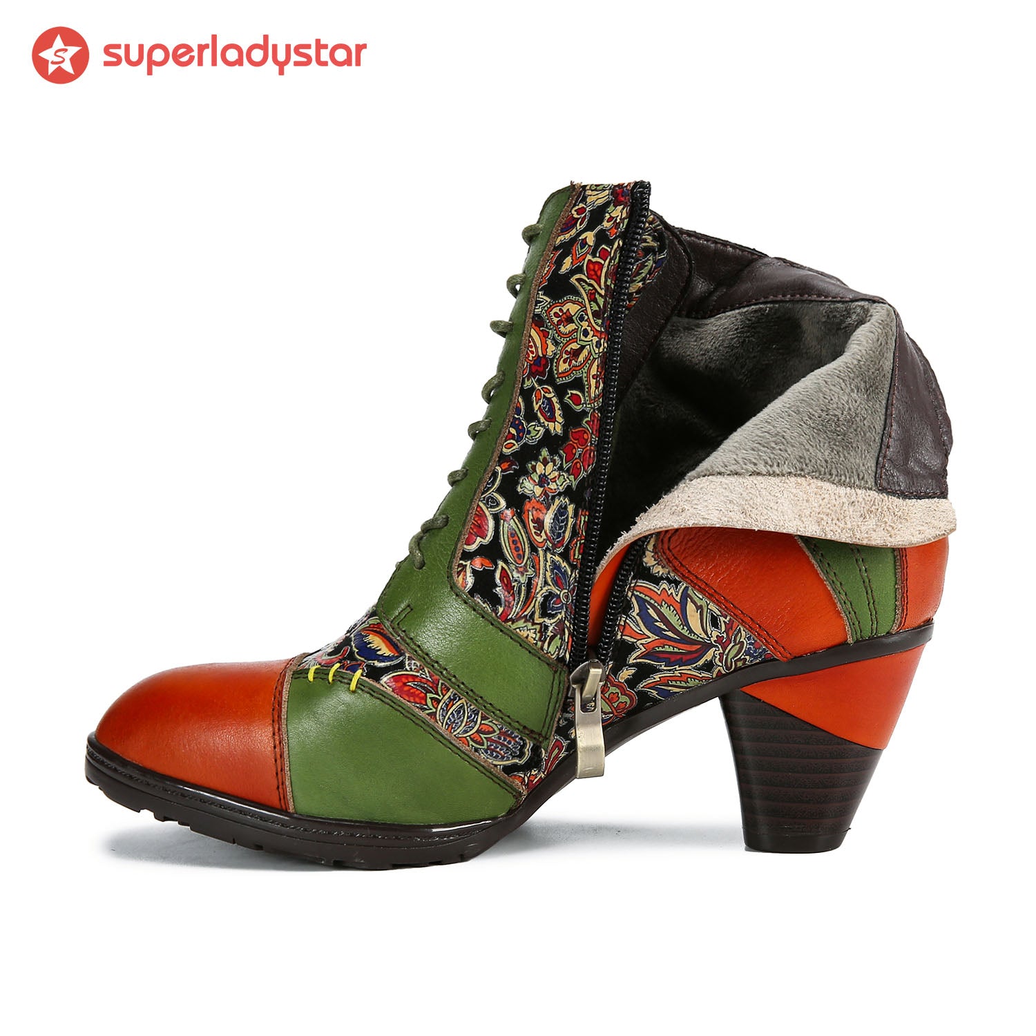 Botas de retalhos de couro feitas à mão retro