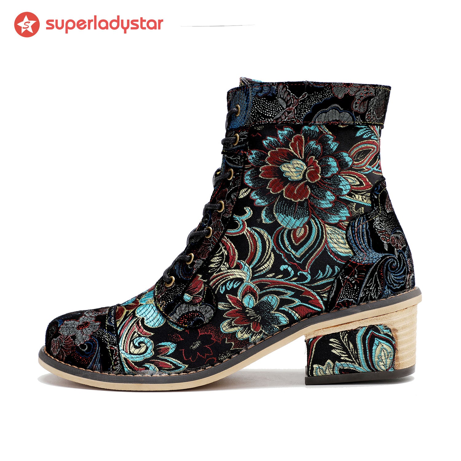 Vintage fait à la main étonnants bottines florales