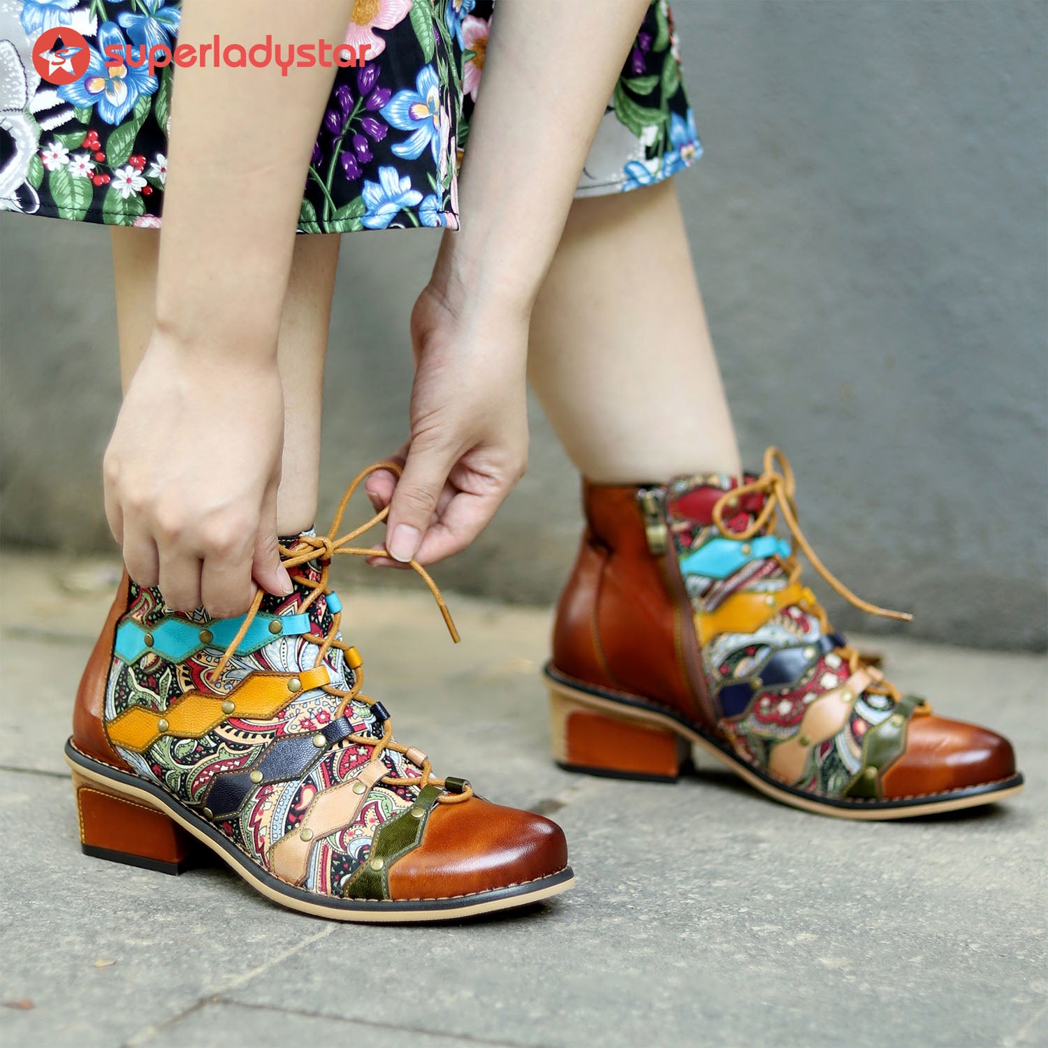 Vintage handgefertigte romantische exquisite Knöchelstiefel
