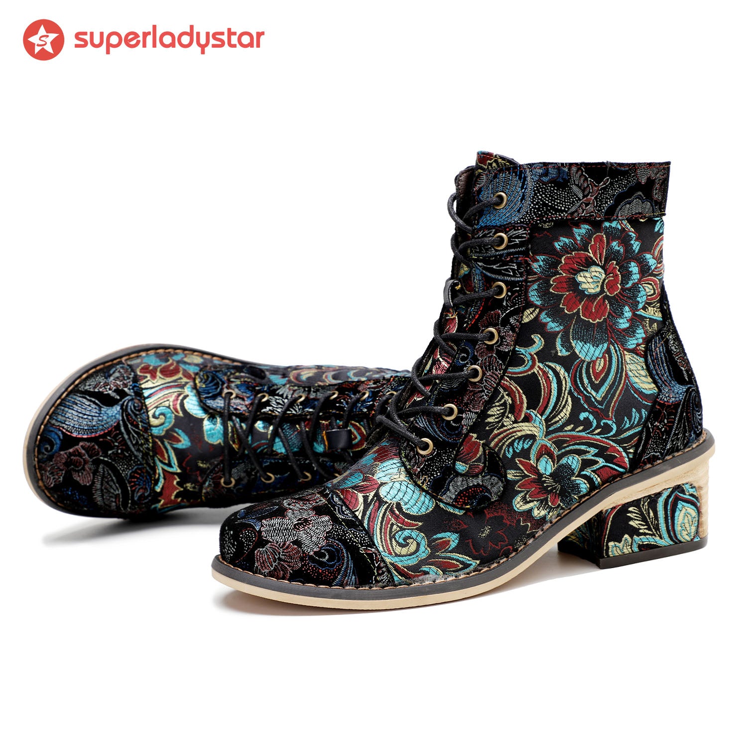Vintage fait à la main étonnants bottines florales