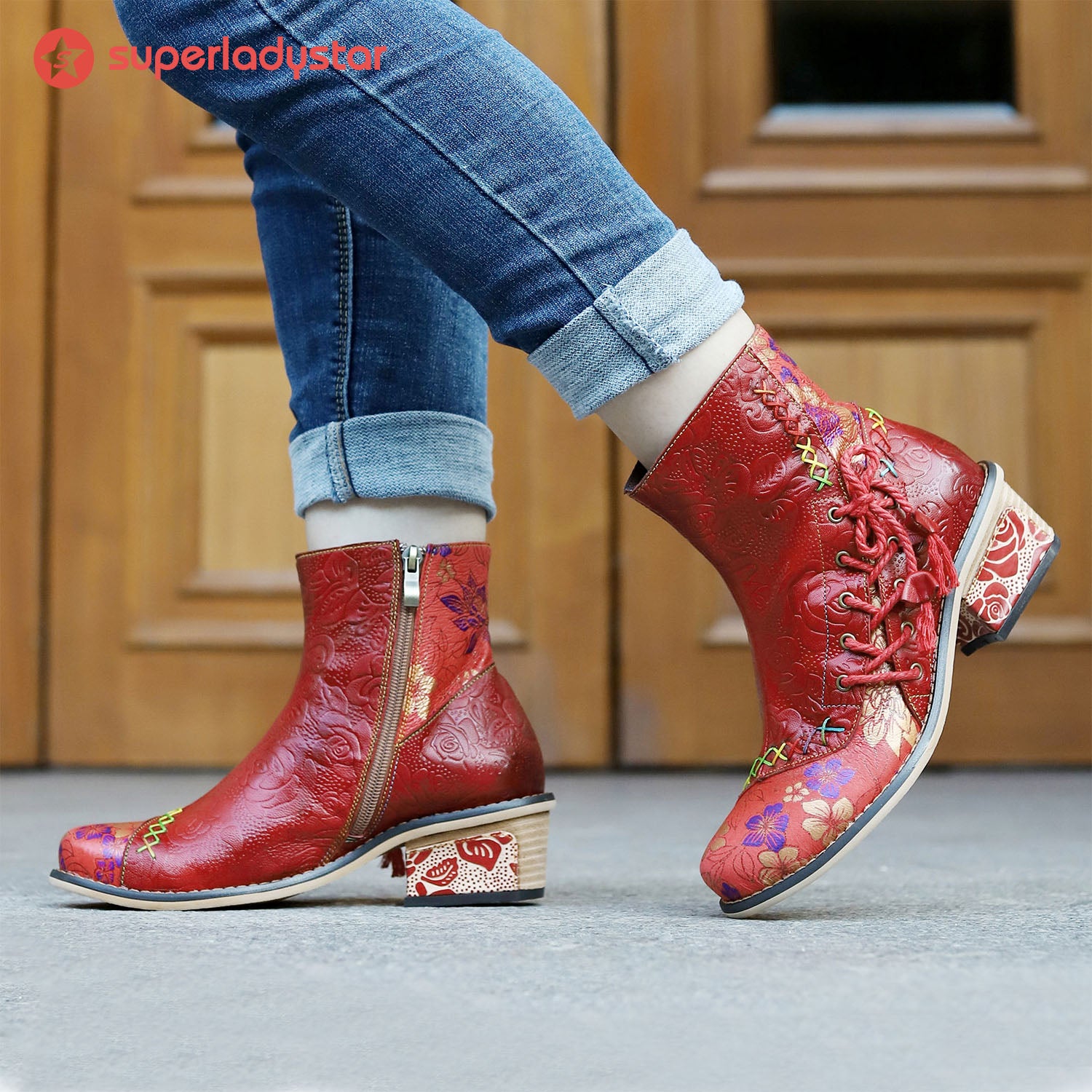 Retro Leather Patchwork Casual Comfort Booties