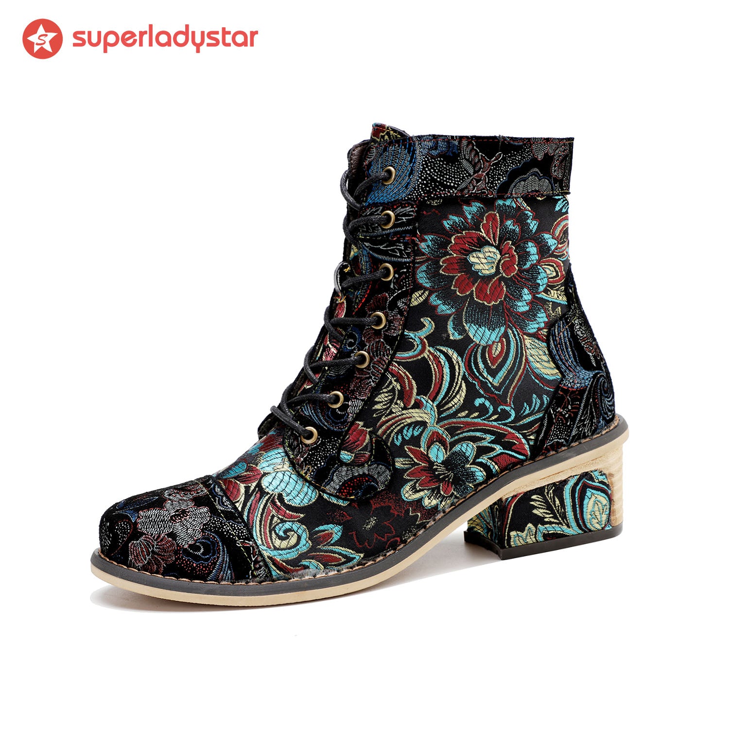 Vintage fait à la main étonnants bottines florales