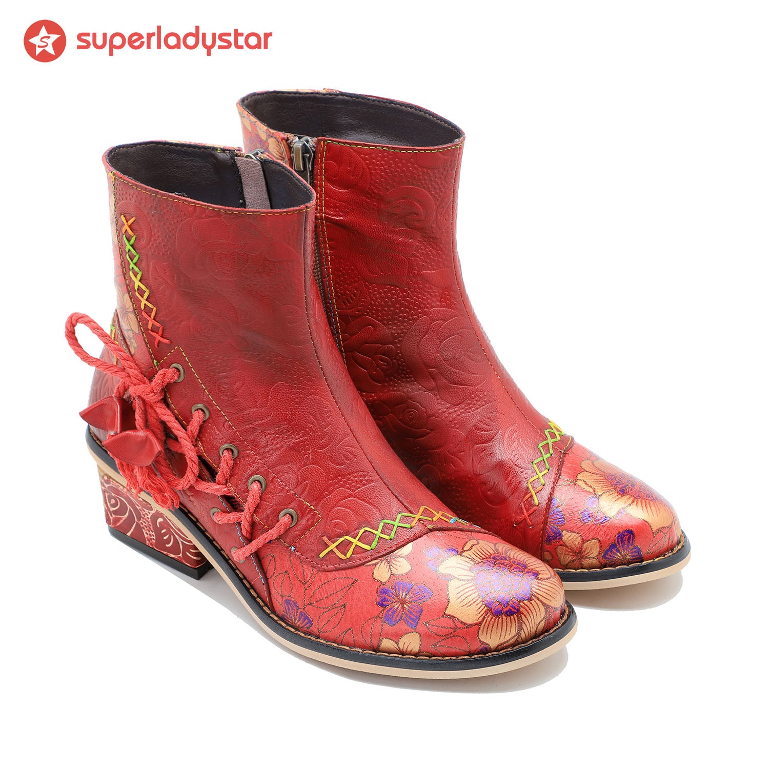 Retro Leather Patchwork Casual Comfort Booties