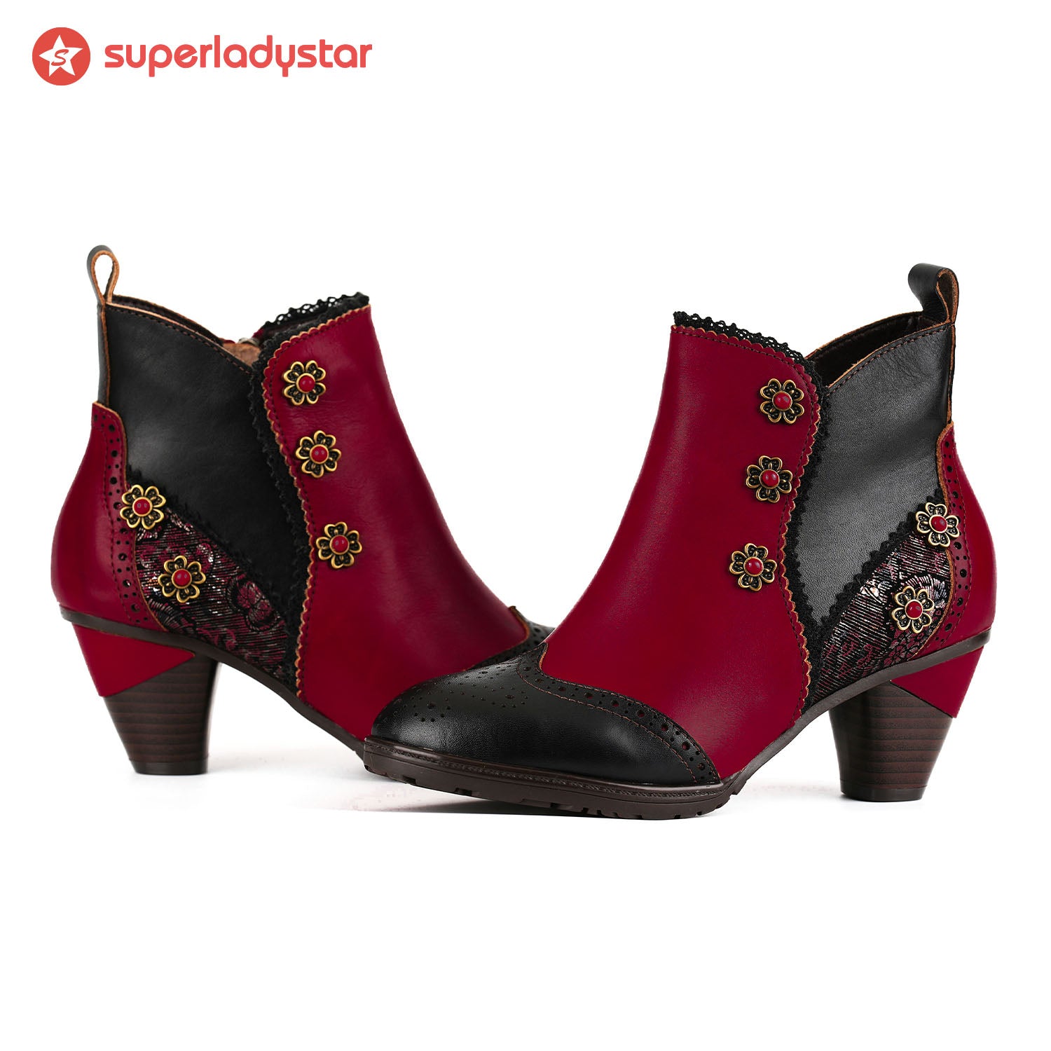 Noble Rose Embroidered Ankle Boots