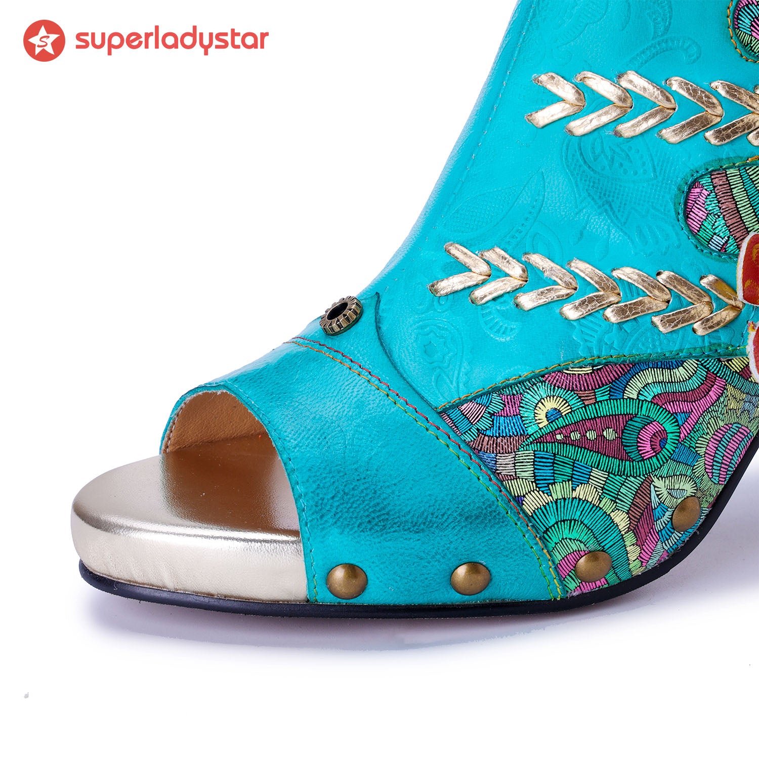 Botas de bordados de flor tropical