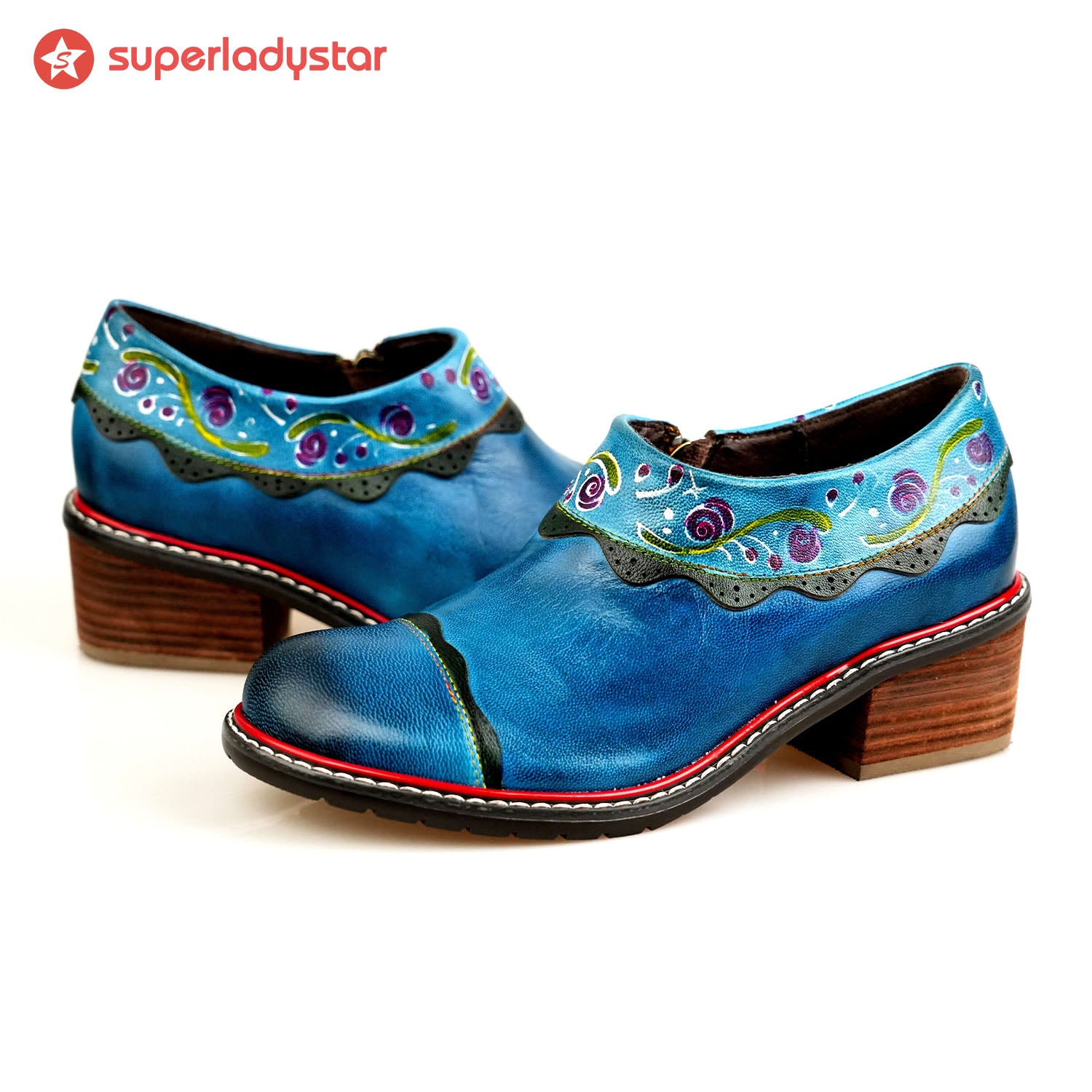 Sapatos planos de moda de couro feitos à mão vintage