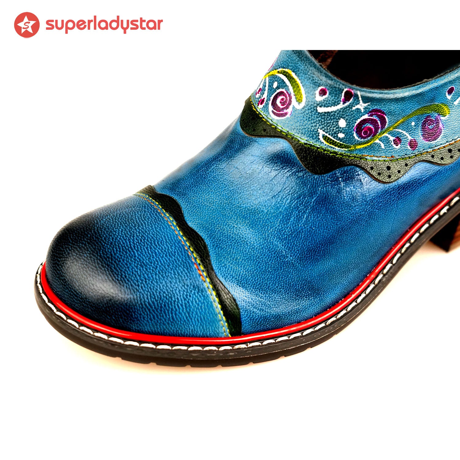 Sapatos planos de moda de couro feitos à mão vintage