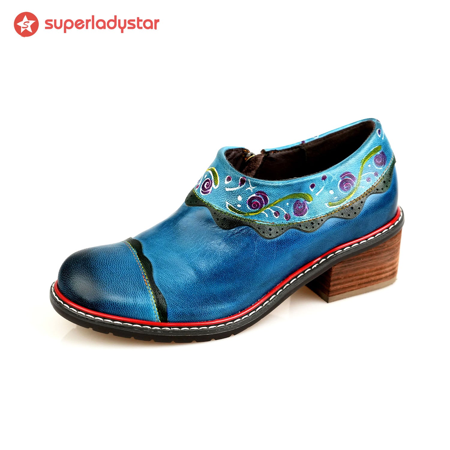 Sapatos planos de moda de couro feitos à mão vintage