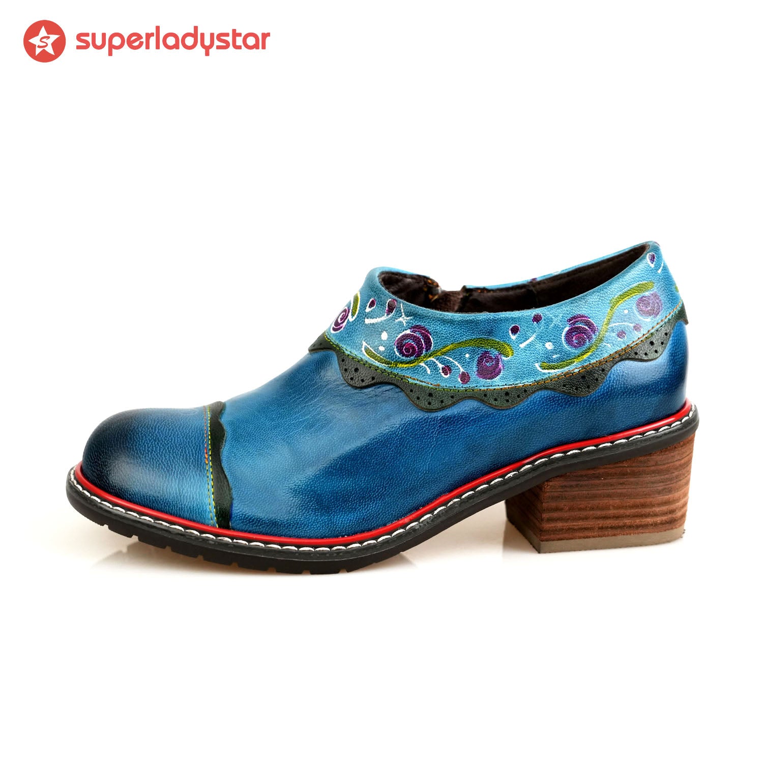 Sapatos planos de moda de couro feitos à mão vintage