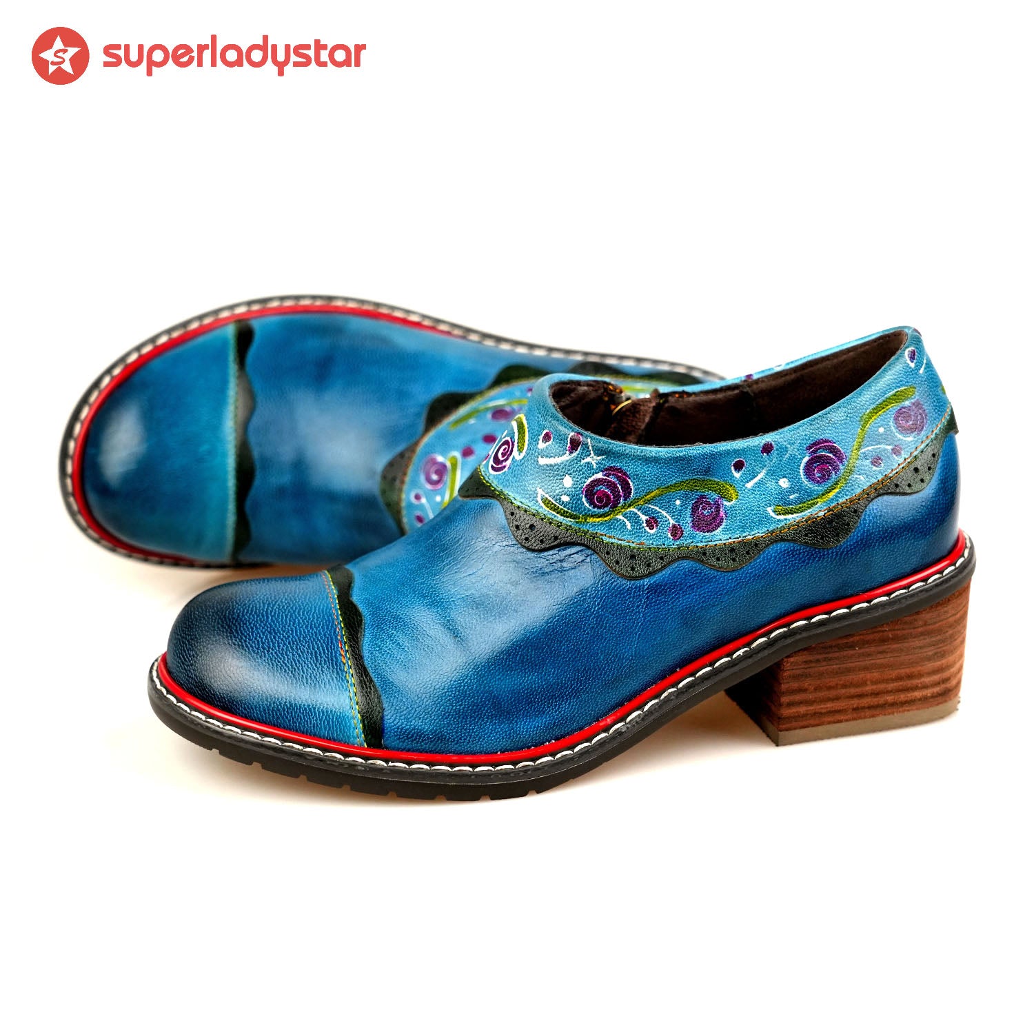 Sapatos planos de moda de couro feitos à mão vintage