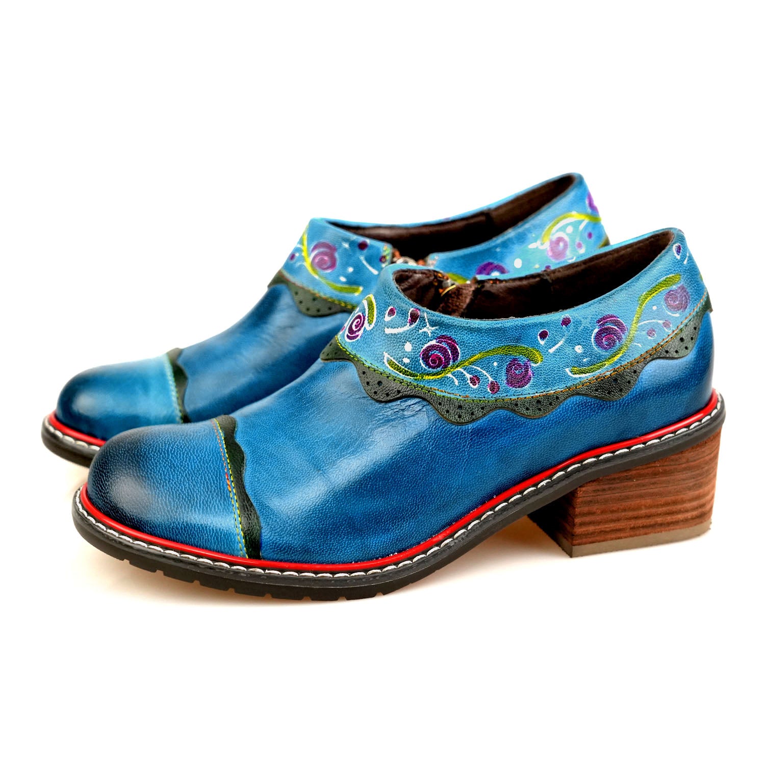 Sapatos planos de moda de couro feitos à mão vintage
