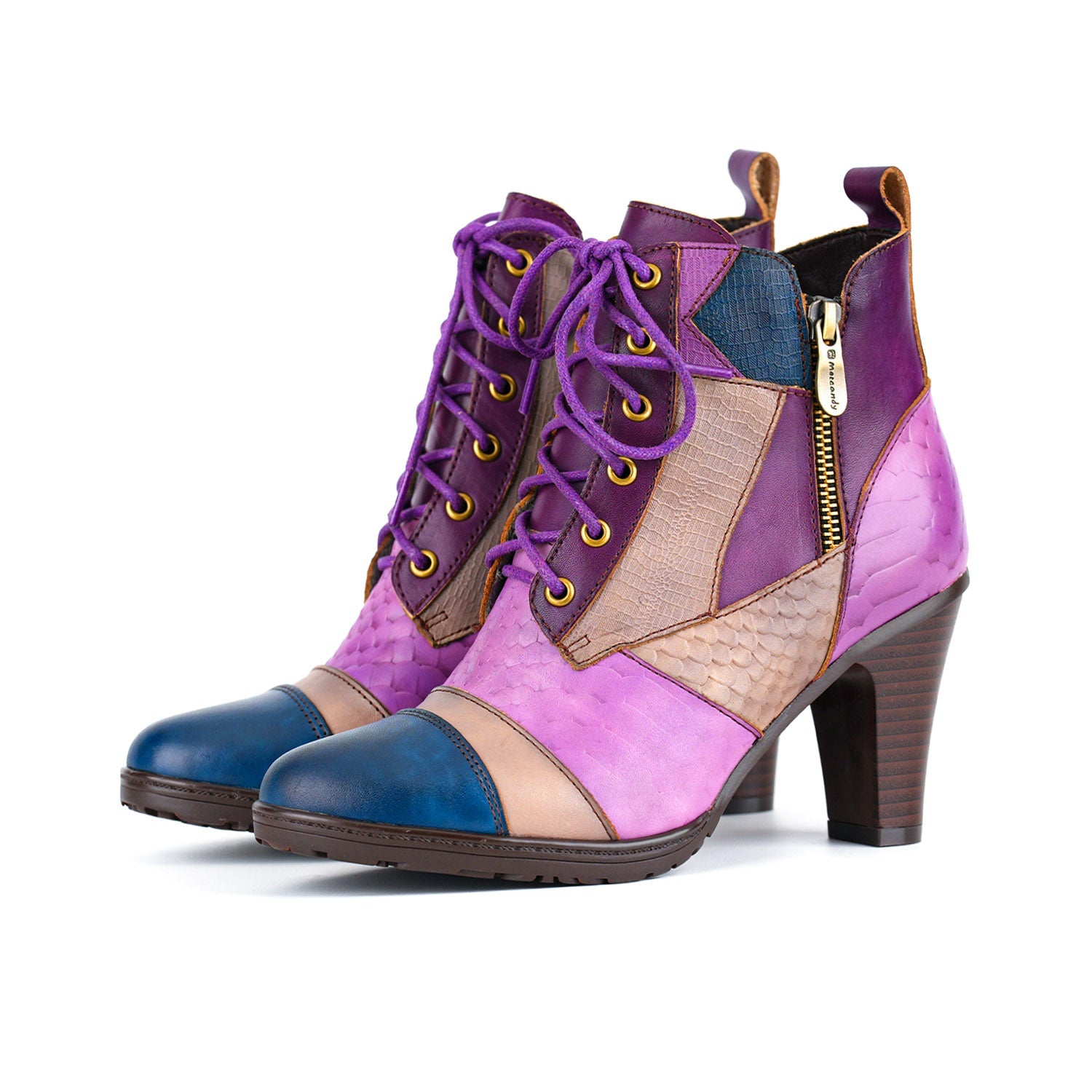 Botas de tornozelo em mosaico urbano (pré-encomenda)