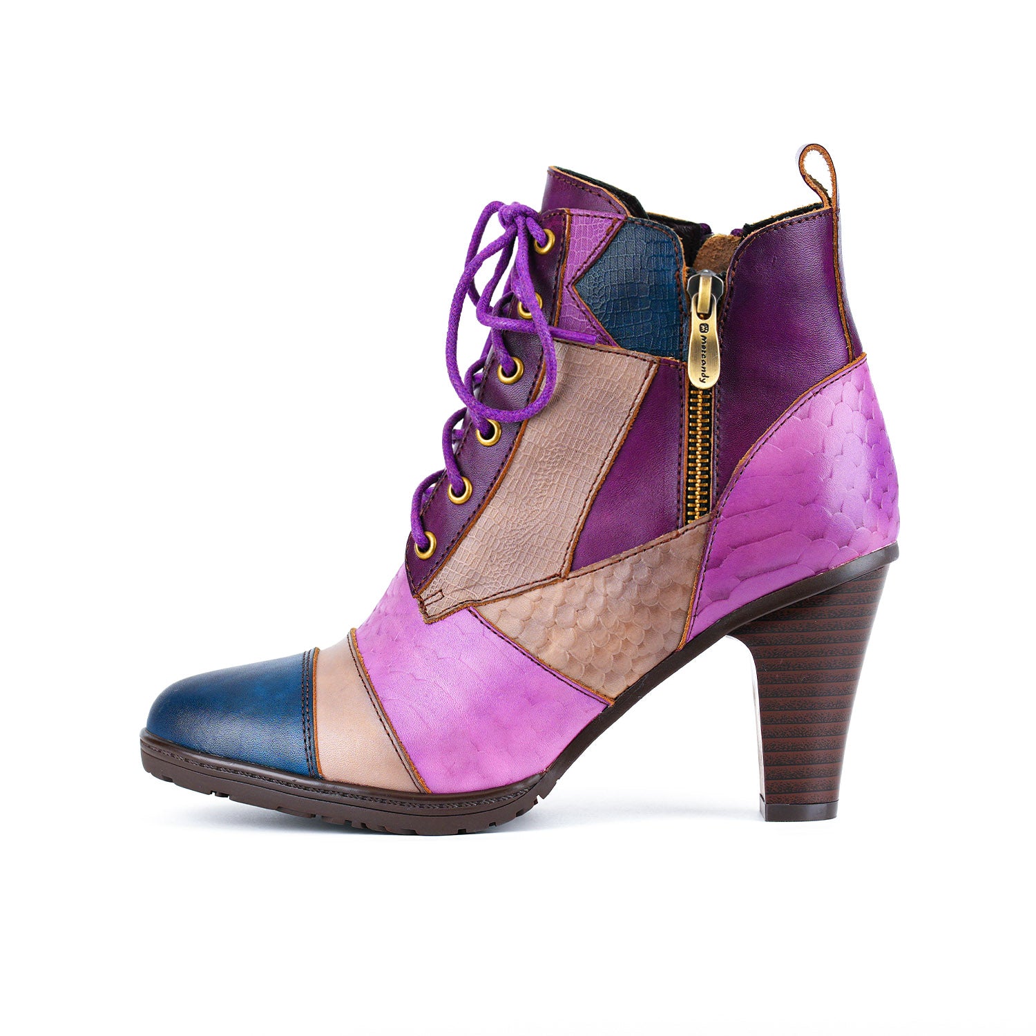 Botas de tornozelo em mosaico urbano (pré-encomenda)