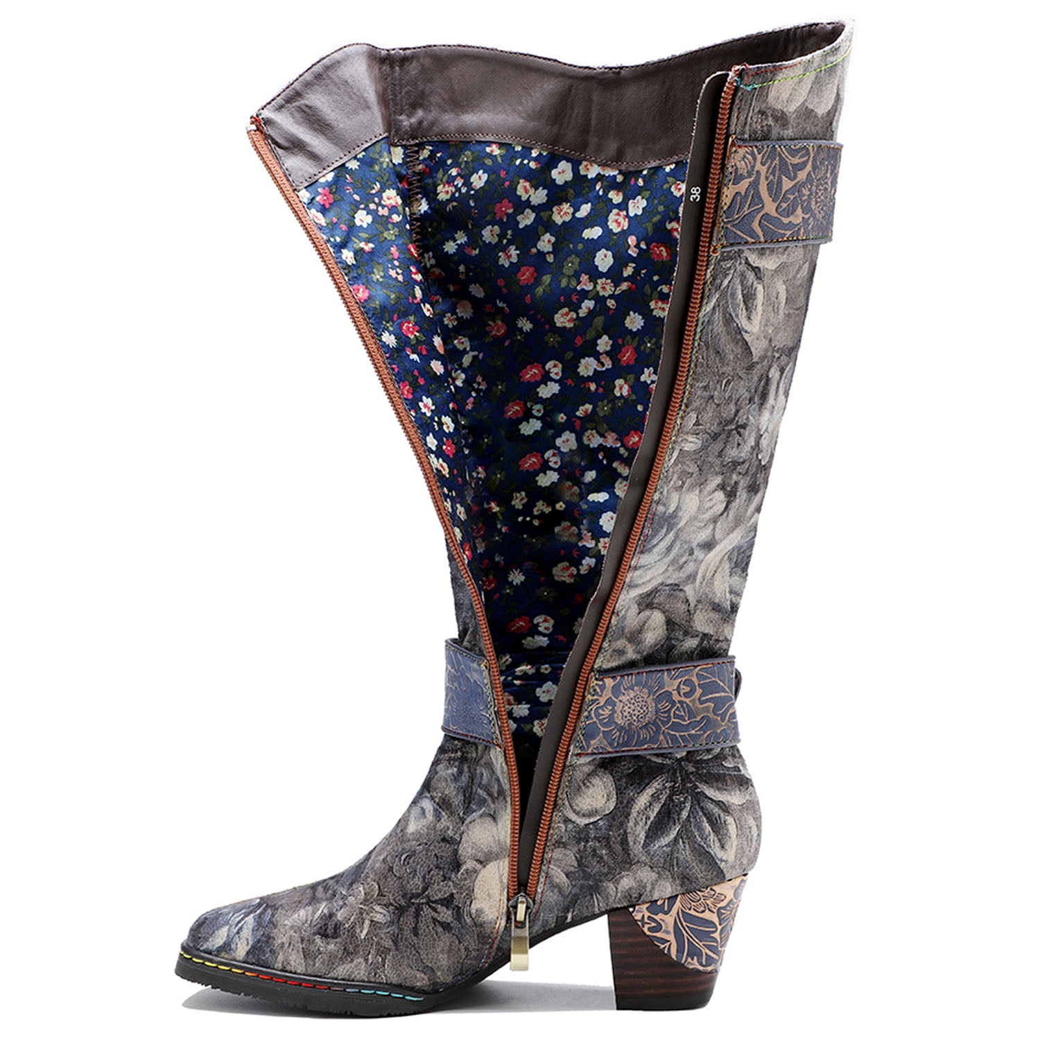 Botas feitas à mão impressas vintage