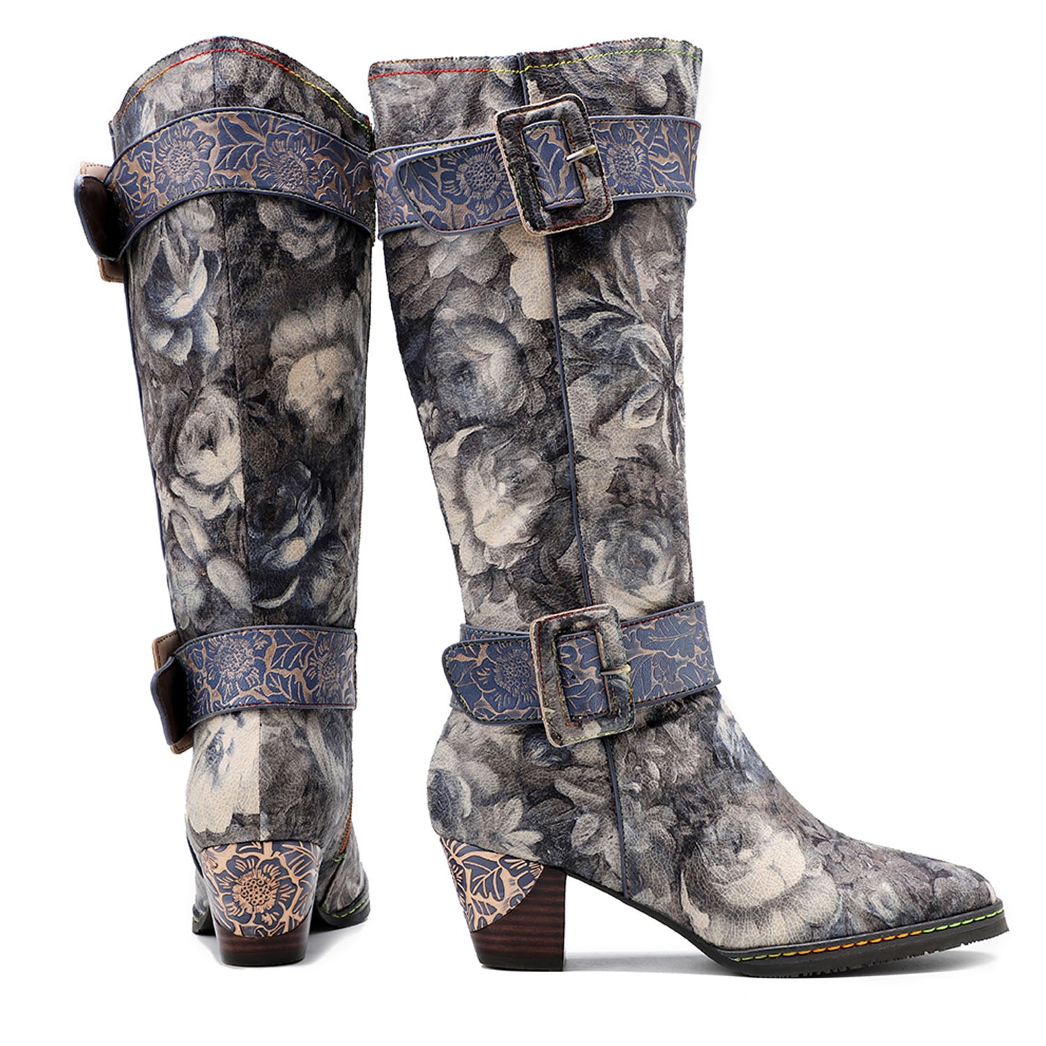 Botas feitas à mão impressas vintage