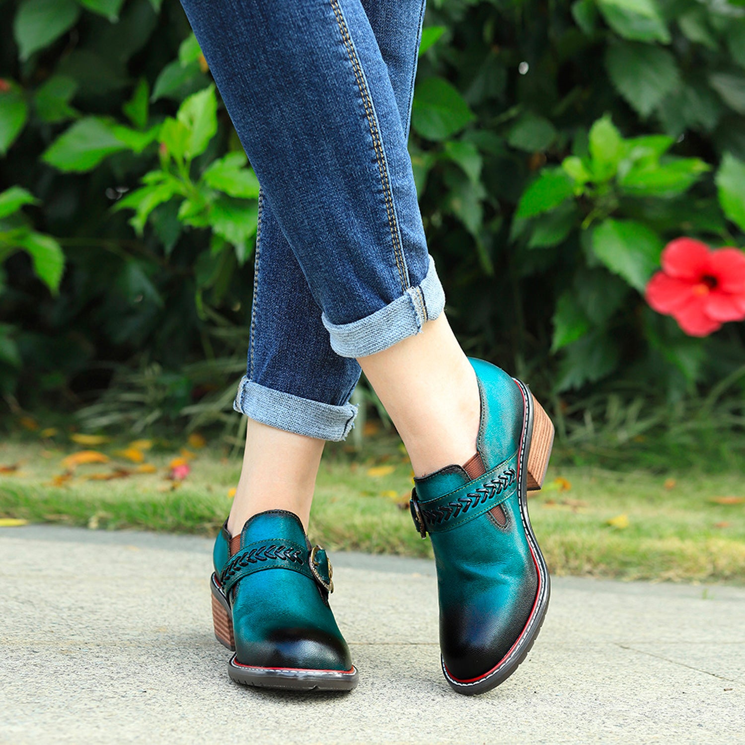Sapatos vintage de couro feitos à mão
