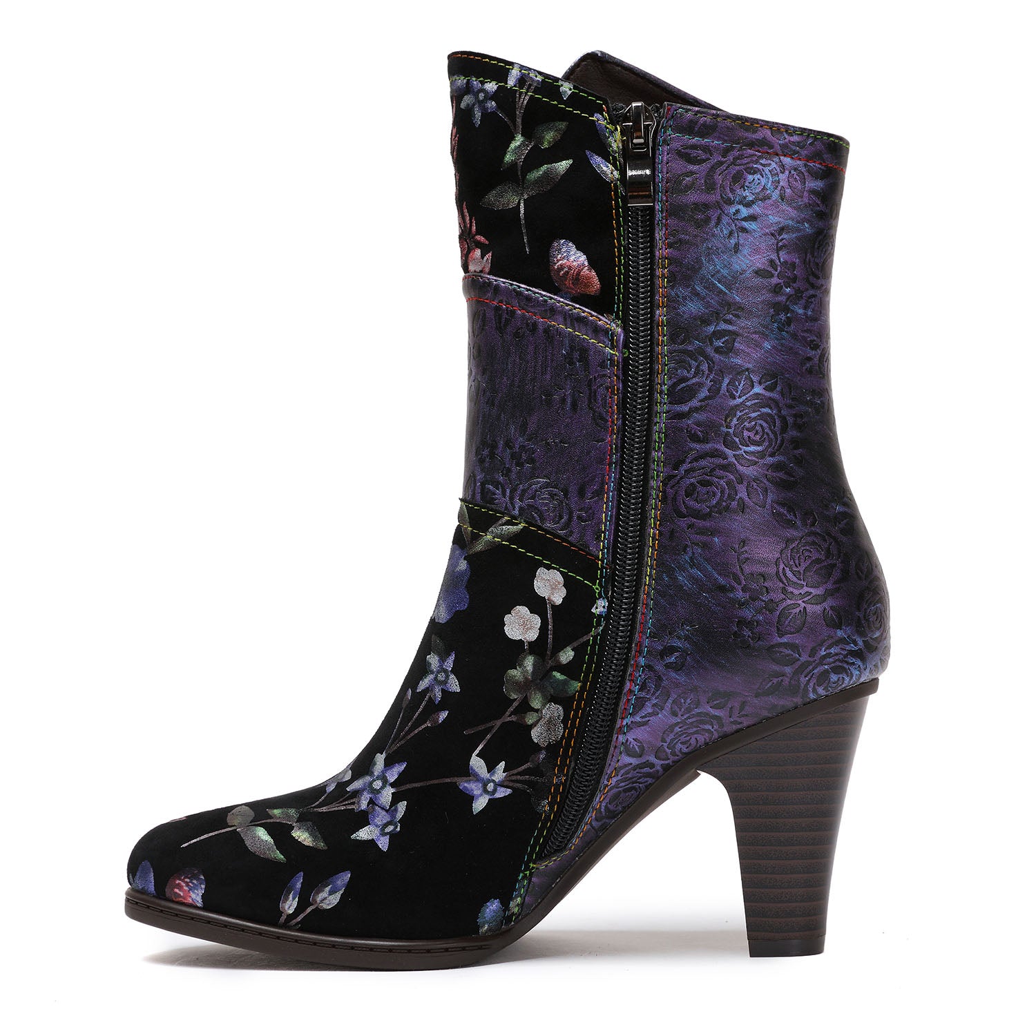 Hand Painted Leather High Heel Boots