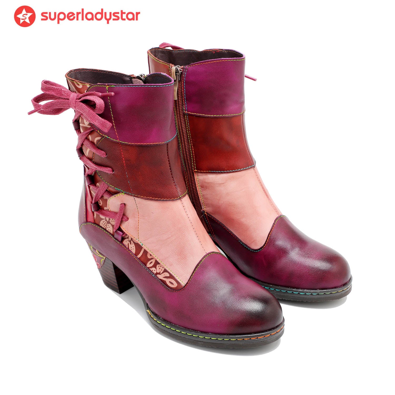 Botas de tornozelo ajustáveis em couro